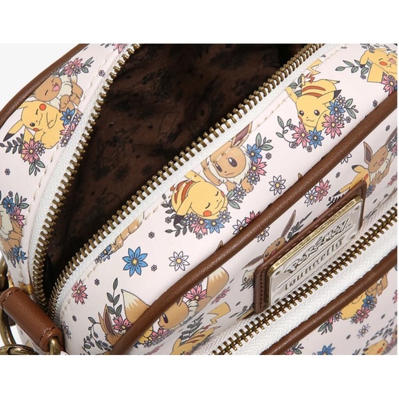 Loungefly Pokémon Pikachu & Eevee Floral Crossbody Bag - Picture 4 of 9